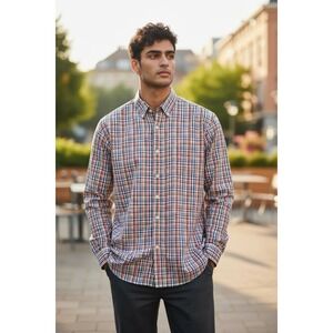 Banana Republic Grant Fit Mens Plaid Button Down Shirt Cotton M